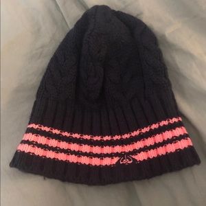 Navy & Pink Roxy Cable Knit Beanie